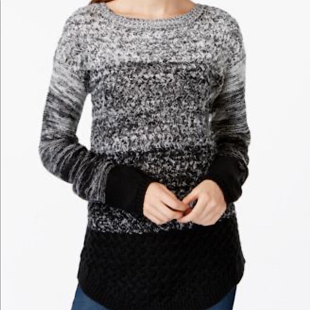 Mixed Knit Ombré Tunic Sweater